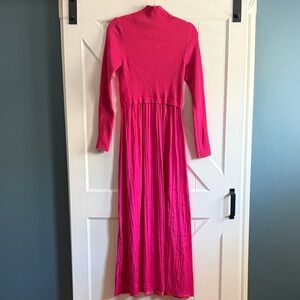 Anthropologie Thea Vibrant Pink Long Sleeve Dress
